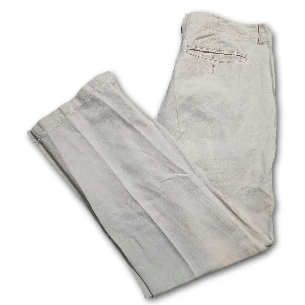 J.CREW Mens Pants Beige 36x32 Irish Linen Blend Breathable Classic Cotton Chinos